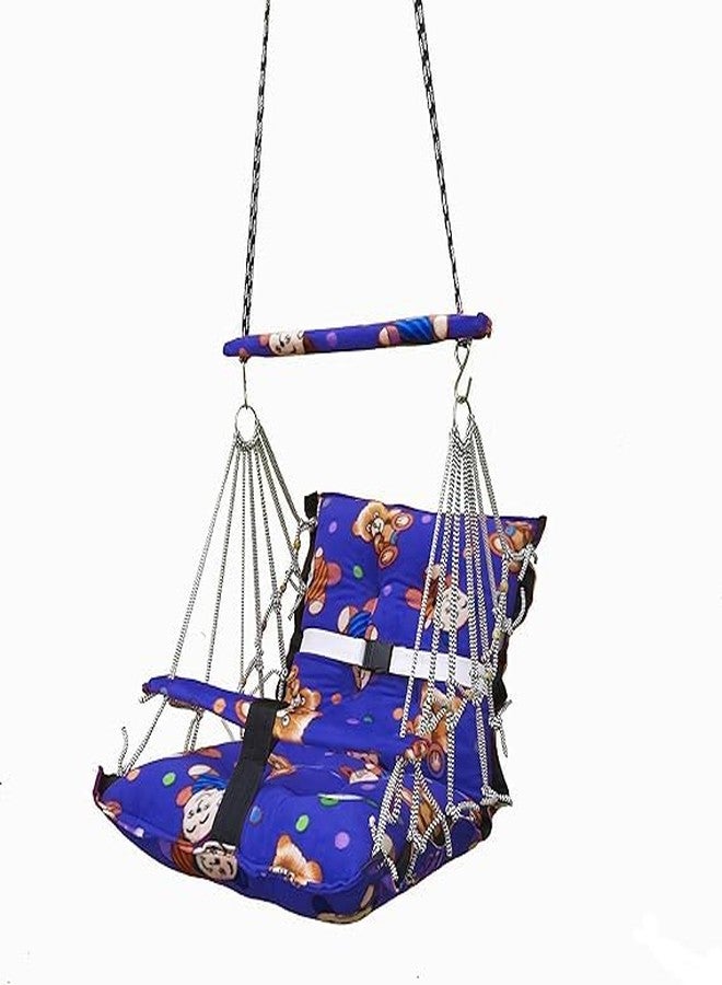 ShopBridge Cotton Velvet Baby Swing Foldable jhula Portable jhoola for Kids 0-3 Years Safety Belt Soft Cover (Multicolor) - Image 1